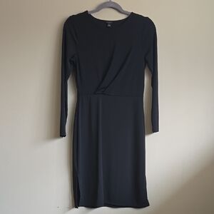 ANN TAYLOR Elegant Black Long Sleeve Faux Wrap Mini Dress Small